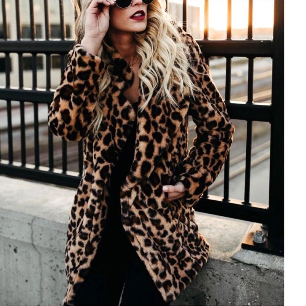Womens leopard jacket faux fur
Animal print coat jacket oversized autumn winter